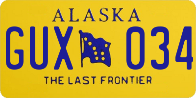 AK license plate GUX034
