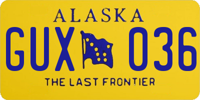 AK license plate GUX036