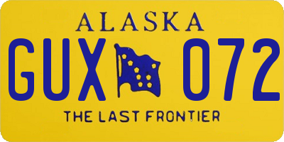 AK license plate GUX072