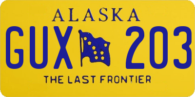 AK license plate GUX203