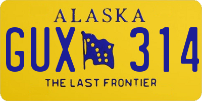 AK license plate GUX314