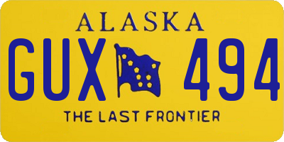 AK license plate GUX494