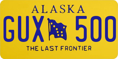 AK license plate GUX500