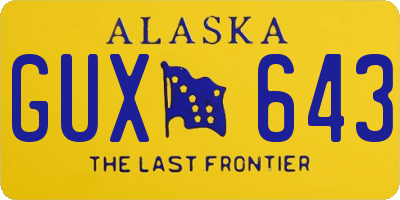 AK license plate GUX643