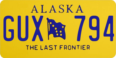 AK license plate GUX794