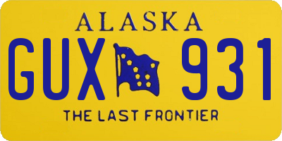 AK license plate GUX931