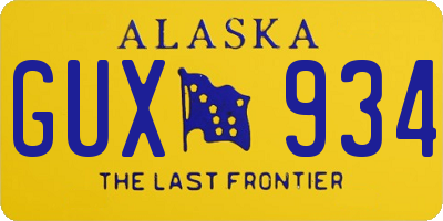 AK license plate GUX934