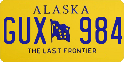 AK license plate GUX984