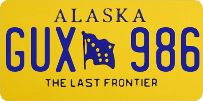 AK license plate GUX986