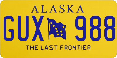 AK license plate GUX988