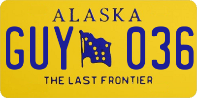 AK license plate GUY036