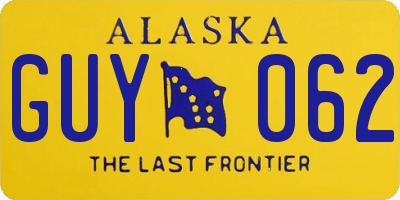 AK license plate GUY062