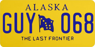AK license plate GUY068