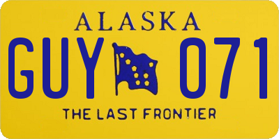 AK license plate GUY071