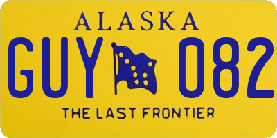 AK license plate GUY082