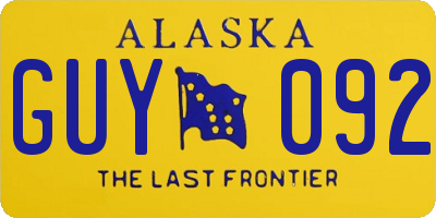 AK license plate GUY092