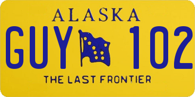 AK license plate GUY102