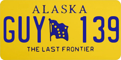 AK license plate GUY139