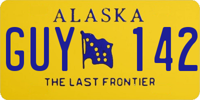 AK license plate GUY142