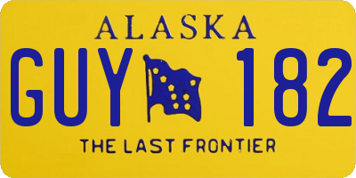 AK license plate GUY182