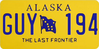 AK license plate GUY194