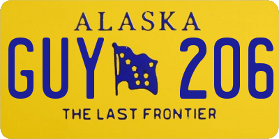 AK license plate GUY206