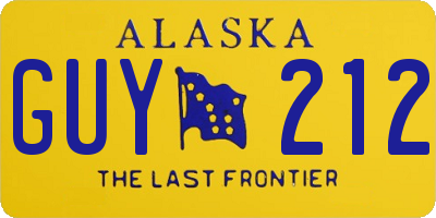 AK license plate GUY212