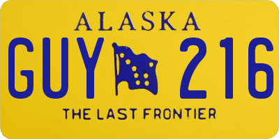AK license plate GUY216