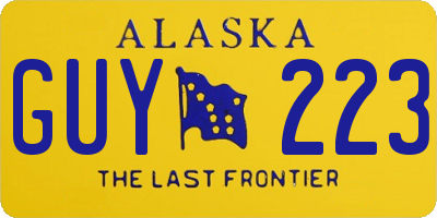 AK license plate GUY223