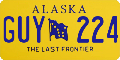 AK license plate GUY224