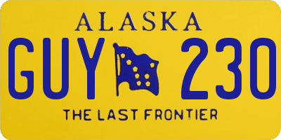 AK license plate GUY230