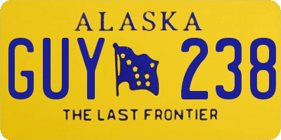 AK license plate GUY238