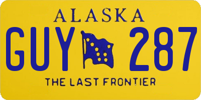 AK license plate GUY287