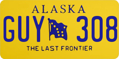 AK license plate GUY308