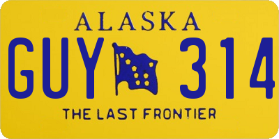 AK license plate GUY314