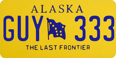 AK license plate GUY333