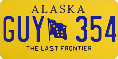 AK license plate GUY354