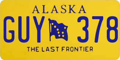 AK license plate GUY378