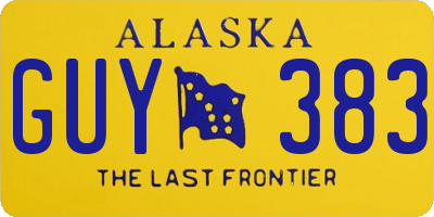 AK license plate GUY383