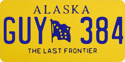 AK license plate GUY384