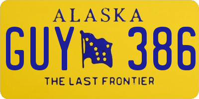 AK license plate GUY386