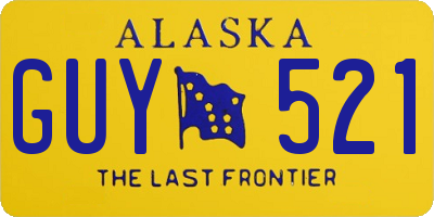 AK license plate GUY521