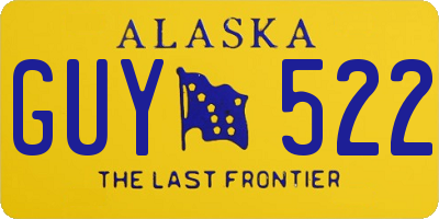 AK license plate GUY522