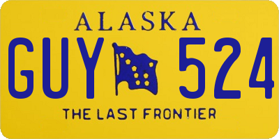 AK license plate GUY524