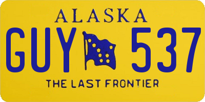 AK license plate GUY537