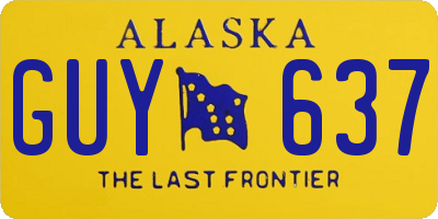 AK license plate GUY637