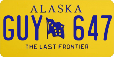 AK license plate GUY647