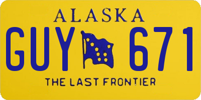 AK license plate GUY671