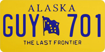 AK license plate GUY701
