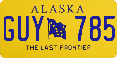 AK license plate GUY785